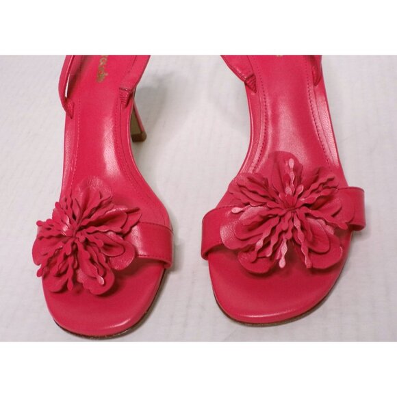 🆕LARROUDE Hibiscus Slingback Flower Sandal Shoes 8.5 Pink - Picture 6 of 12